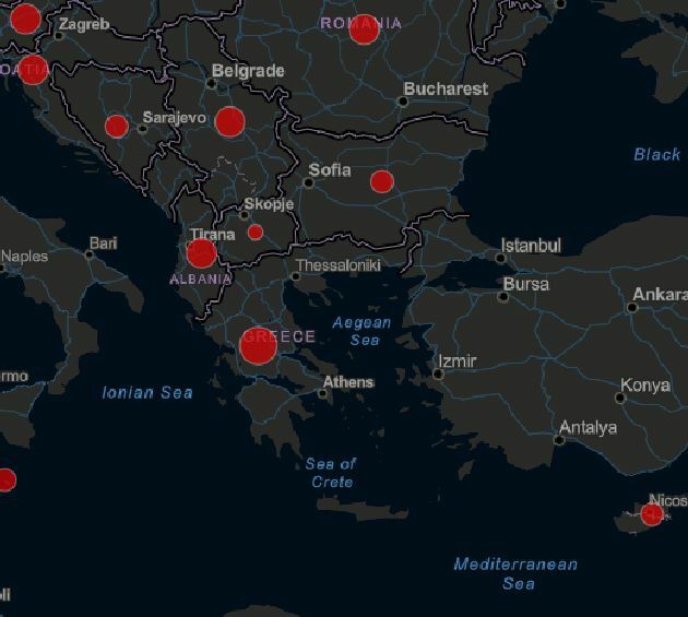 χάρτης κρούσματα κορονοϊός ελλάδα