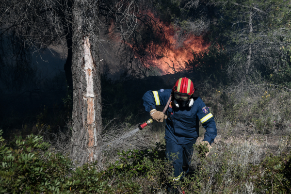 Υπό μερικό έλεγχο η φωτιά στην Περαχώρα Κορινθίας