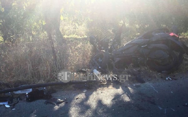 Με αίμα βάφτηκε η άσφαλτος στα Χανιά - Νεκρός οδηγός μοτοσικλέτας μετά από τροχαίο (pics)