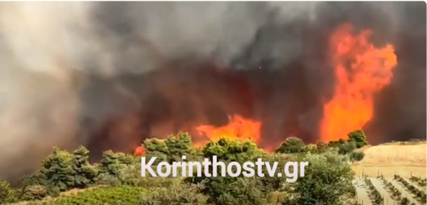 Φωτιά στην Κορινθία: Συνεχείς αναζωπυρώσεις, μάχη των πυροσβεστών