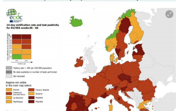 Χάρτες ECDC: «Κοκκίνισε» όλη η Στερεά Ελλάδα και η Αχαΐα