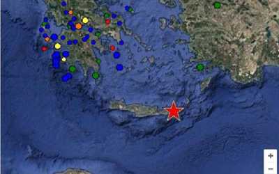 Σεισμός 5,4 Ρίχτερ ανατολικά της Κρήτης