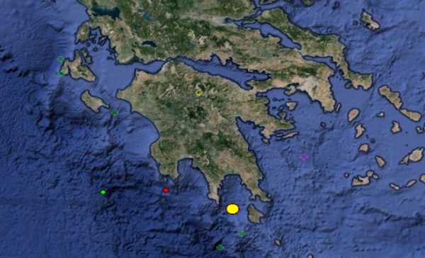 Ισχυρή σεισμική δόνηση 4.7 ρίχτερ Βόρεια των Κυθήρων