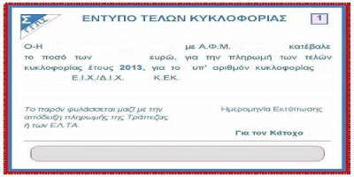 Τέλη κυκλοφορίας 2014 τιμές