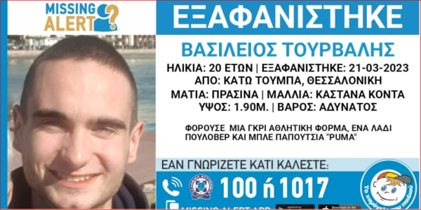 Συναγερμός για εξαφάνιση 20χρονου από την Κάτω Τούμπα της Θεσσαλονίκης