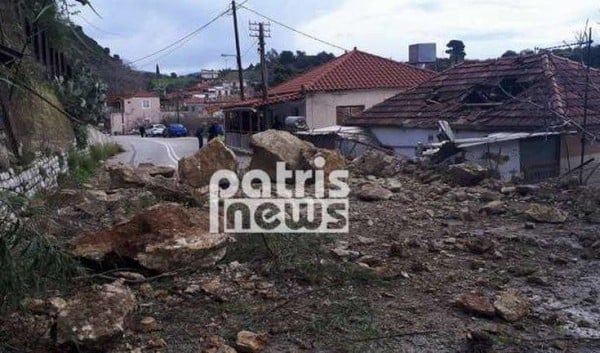 Προβλήματα και κατολισθήσεις από την κακοκαιρία στο Λέπρεο Ηλείας