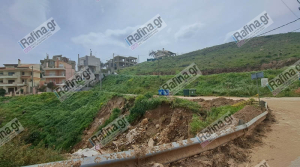 Πικέρμι: Επικίνδυνη καθίζηση σε δρόμο της Διώνης (εικόνες)