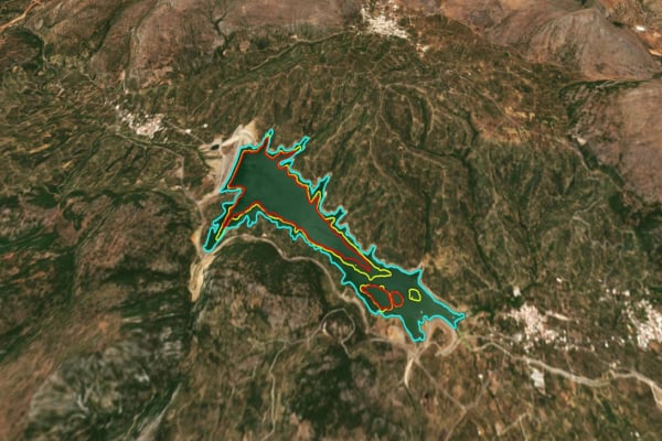 Ηράκλειο: Σημαντική μείωση της τεχνητής λίμνης στο φράγμα Αποσελέμη – Δορυφορικές εικόνες