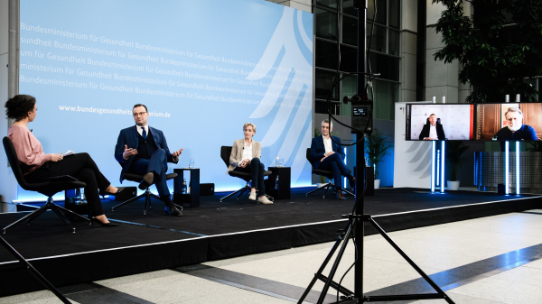 German Health Minister Jens Spahn talks with citizens about coronavirus issues