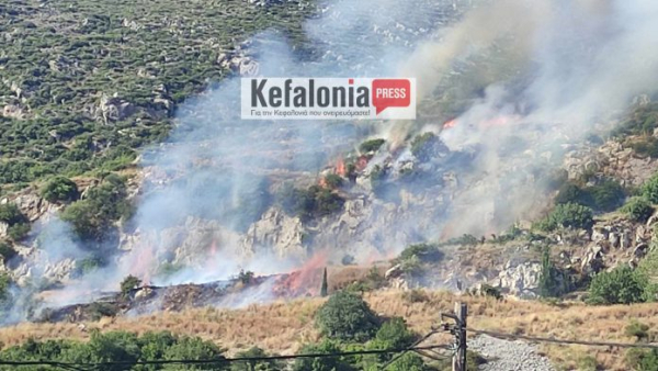 Φωτιά τώρα στην Κεφαλονιά, επιχειρούν και εναέρια μέσα