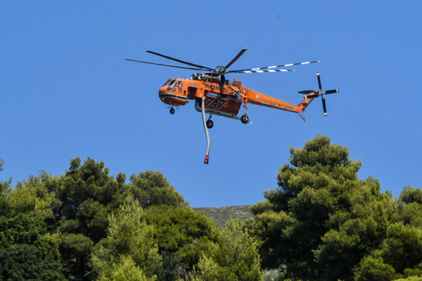 Φωτιά στο Τρίλοφο Θεσσαλονίκης κοντά σε κατοικημένη περιοχή, σηκώθηκε και ελικόπτερο (βίντεο)