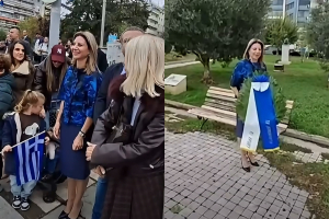 Η Καρυστιανού κατέθεσε μόνη της στεφάνι στο Πάρκο Αθλητικής Φιλίας στη Θεσσαλονίκη